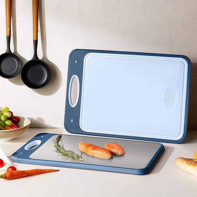 2 in 1 Stainless Steel Cutting Board with Handle Chopping Board Big Meat Butcher Block Kitchen Stuff Accessories New Home Essential First Department Must Haves Gadget Thing Housewarming Hostess Gift