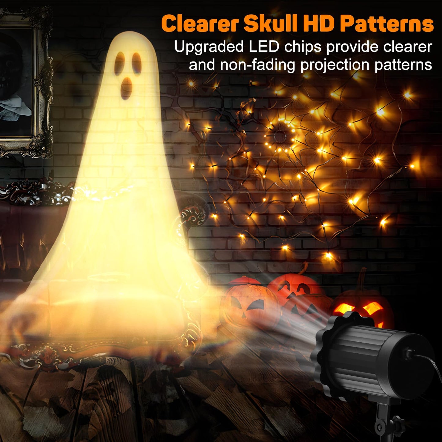 Halloween Projector Lights Outdoor,2025 Upgraded 3D Dynamic Ghost Decorations Light,Clearer Ghost HD Patterns,Night Light for Home Window Wall Halloween Decor