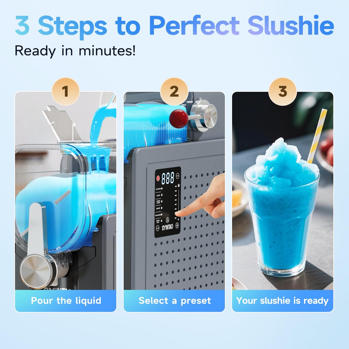 Slushie Machine – No Ice Needed, 88oz Frozen Drink & Soft Serve Ice Cream Machine. Slushy Machine For Home with LED Display, One-Touch Reservation & 6 Pre-set Programs for Frozen Margaritas, Frappés