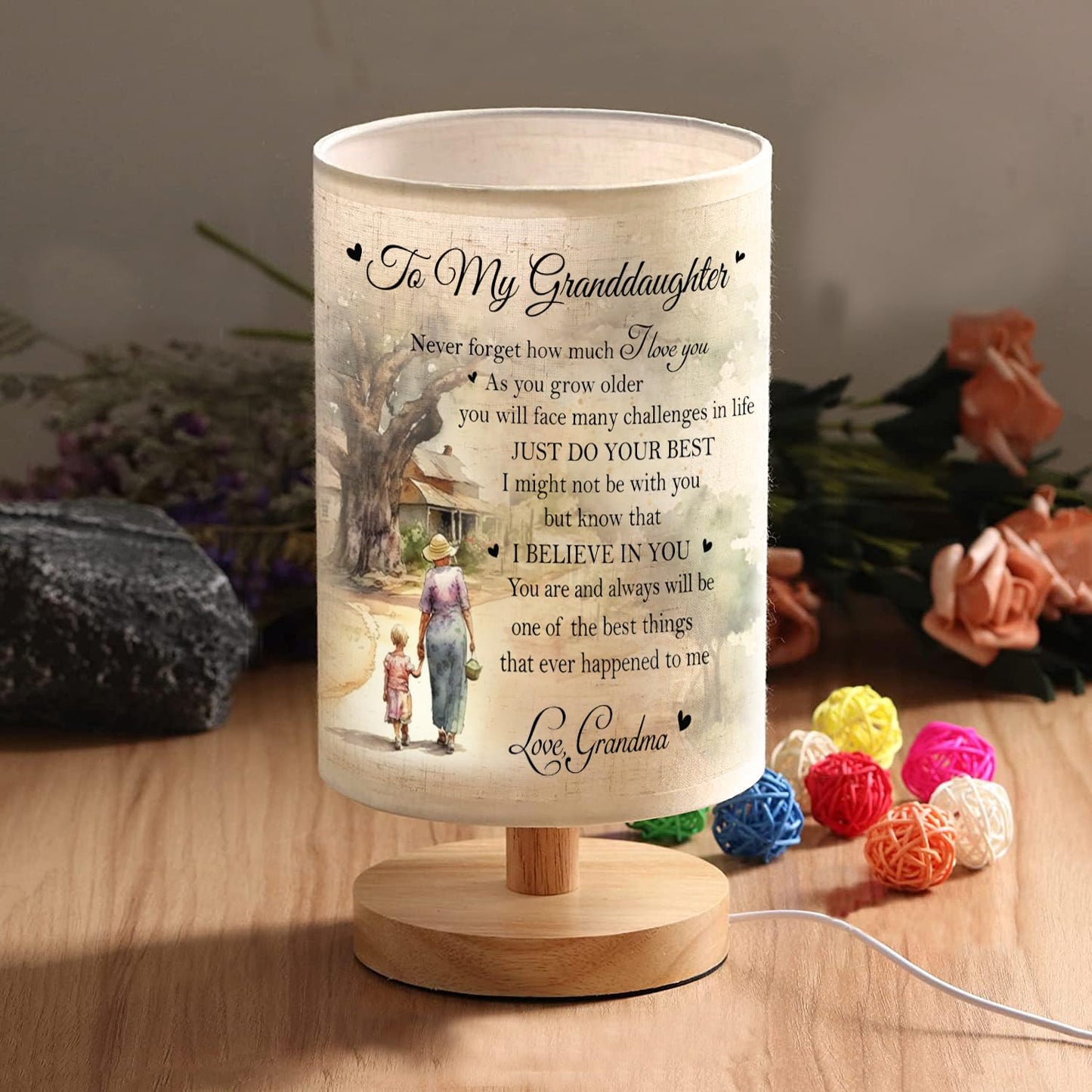 Granddaughter Gifts from Grandma - Granddaughter Table Lamp Christmas Gifts for Granddaughter Birthday Gifts Graduation Gifts Granddaughter Night Light TNT1