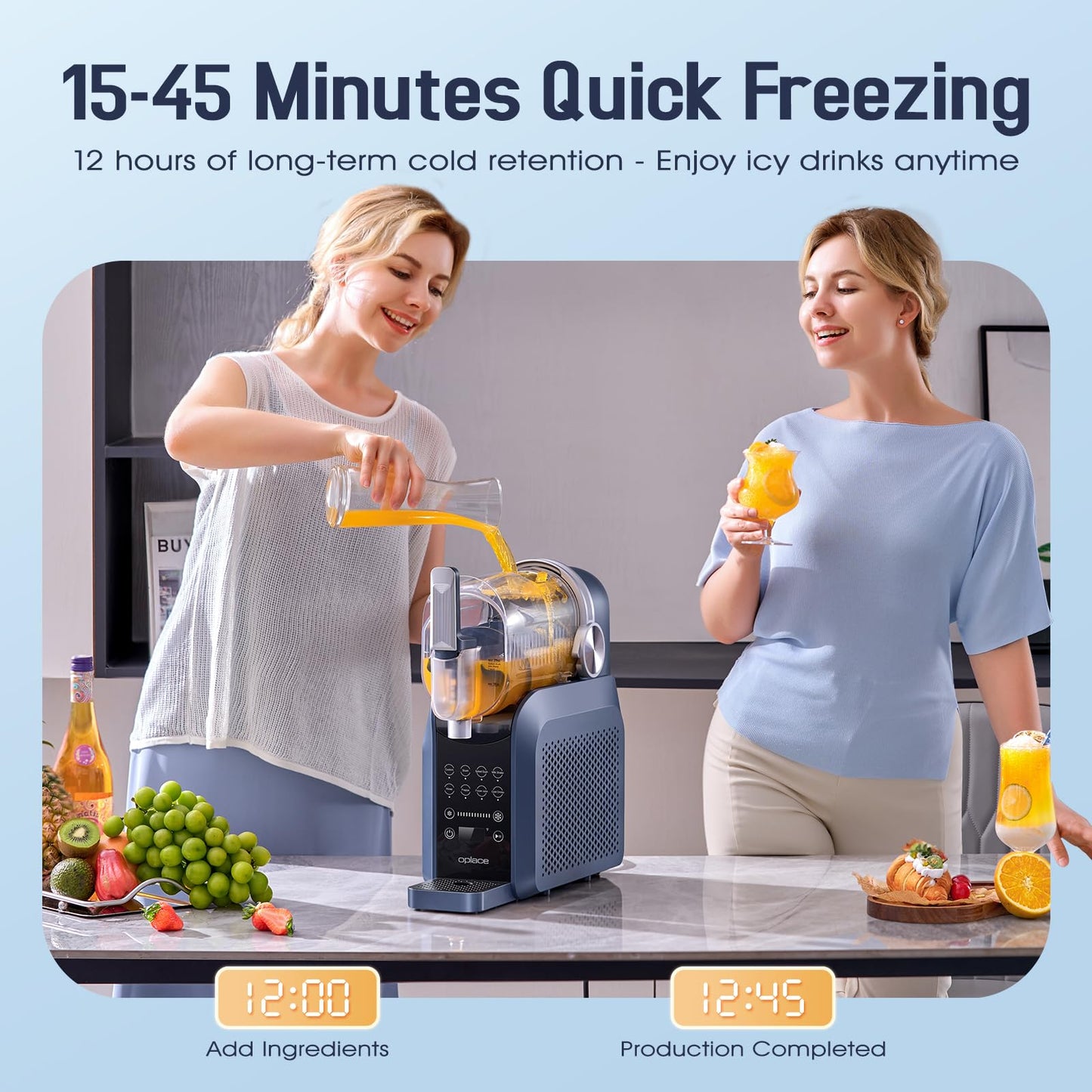 Oplace 7-in-1 Slushie Machine for Home(88oz.),Slushy Maker with No Ice Needed, Auto-Clean,Frozen Drink,Margarita, Cocktail,Daiquiri,Frappe,Milkshake,and More Slush Smoothie(1 Pack)