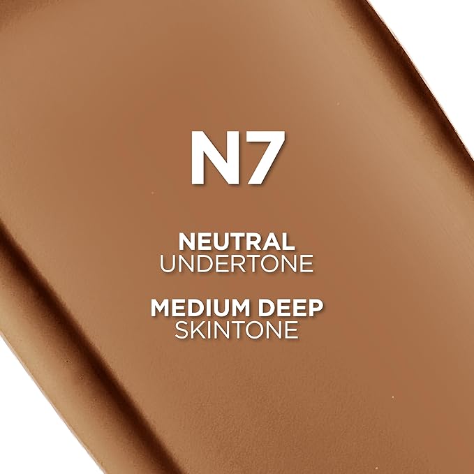 L'Oreal Paris True Match Super-Blendable Foundation, Medium Coverage Liquid Foundation Makeup, N7, Medium Deep, 1 Fl Oz