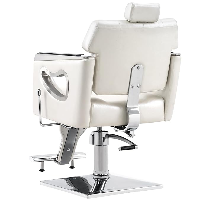BarberPub Barber Chair Reclining Salon Chair for Hair Stylist, Antique Hair Spa Salon Styling Beauty Equipment 8132(Champagne)