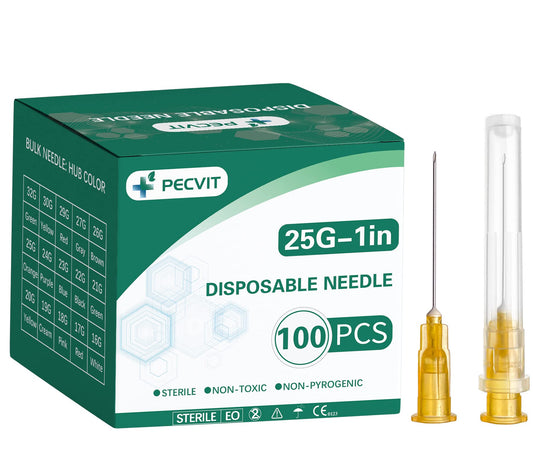 100Pack 25Ga 1 inch Needles(25mm) Luer Lock Lab Dispensing Accessories for Measuring,Refilling Inks