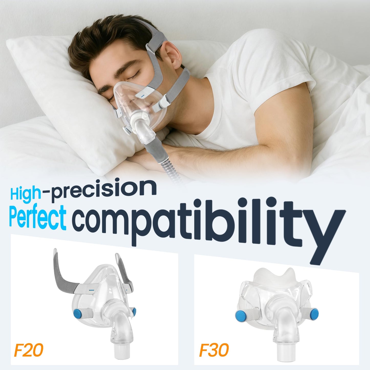 3 Packs F20 F30 Elbow Connector Compatible with ResMed Airfit F20, F30 & Airtouch F20, Replacement Elbow with Triple 360° Swivel & Quick-Release Technology, Snug-Fit & Leak-Free for F20 Mask CPAP User