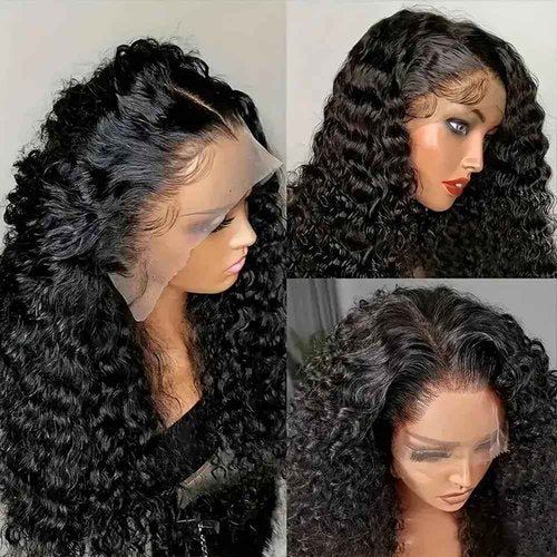 virginess Deep Wave Lace Front Wigs Human Hair Pre Plucked 20 Inch 13x4 Lace Frontal Closure Wig for Black Women Glueless Deep Curly Lace Front Wig Human Hair Wig