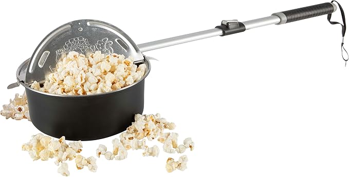 Campfire Popcorn Popper - Old Fashioned Popcorn Maker with Telescoping Handle - Camping Gear by Great Northern Popcorn (Bl...