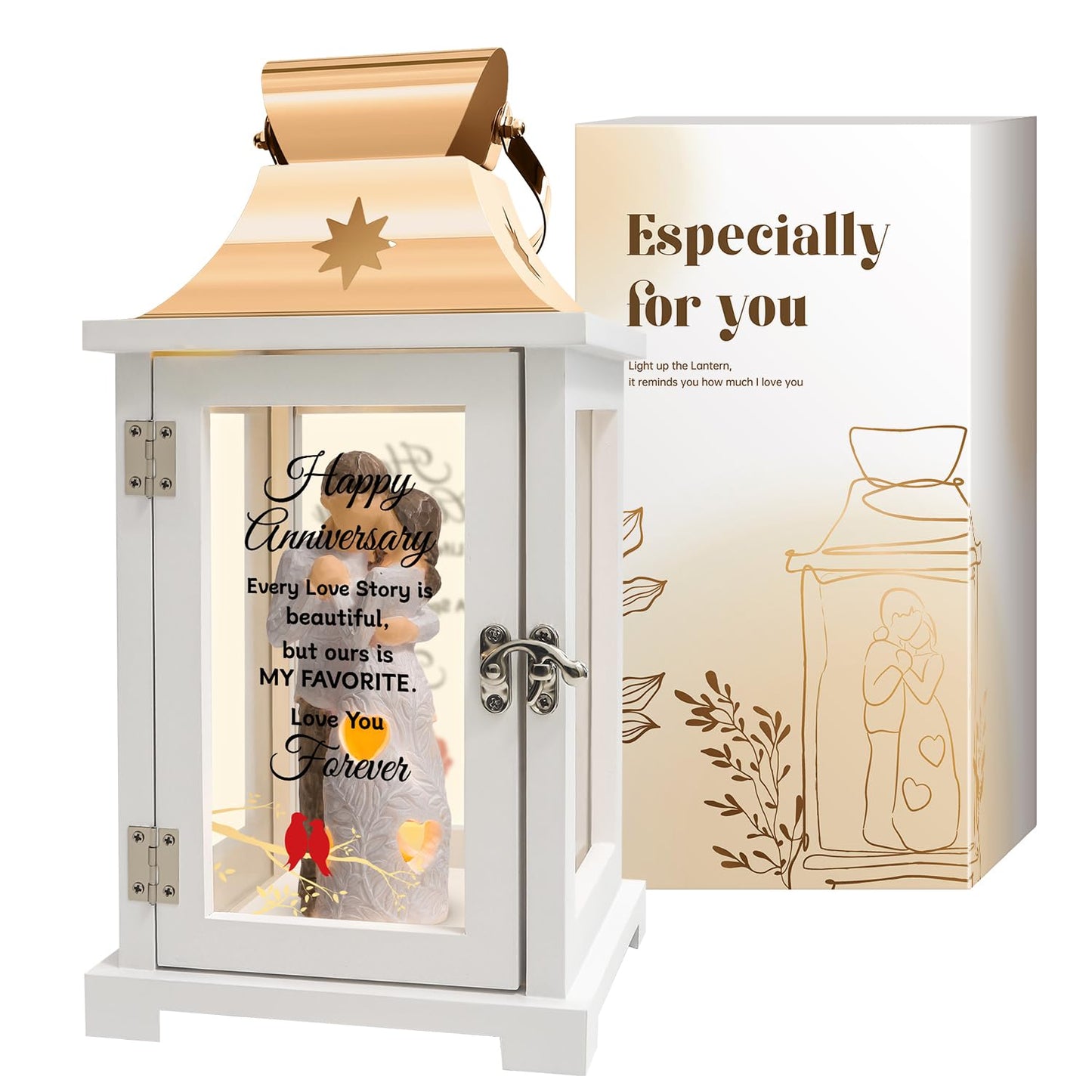 Wedding Anniversary Lantern Gift for Couple Wife Women Her Husband, Best Anniversary Wedding Gift for Couple Wife Parents 1st, 5th, 25th, 50th