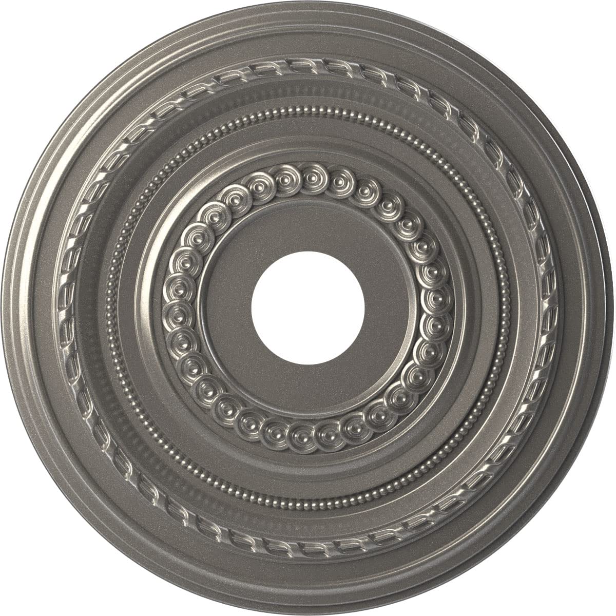Ekena Millwork 19Od X 3 1/2Id X 1P Cole Thermoformed Pvc Ceiling Medallion (Fits Canopies Up To 5 1/8), Aged Dark Steel