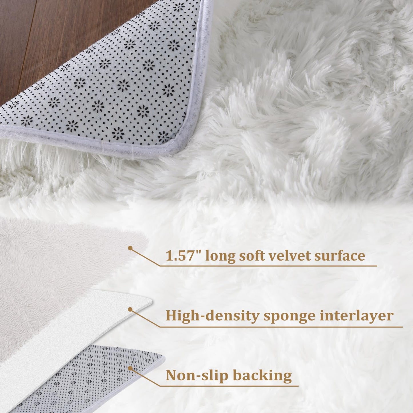 CAROMIO 10x13 Fluffy Area Rugs Extra Large Plush and Thick Faux Fur Shag Rug for Living Room Non-Slip Non-Shedding Accent Rug Carpet for Bedroom, Fuzzy Shaggy Rugs for Kids Nursery Dorm, White