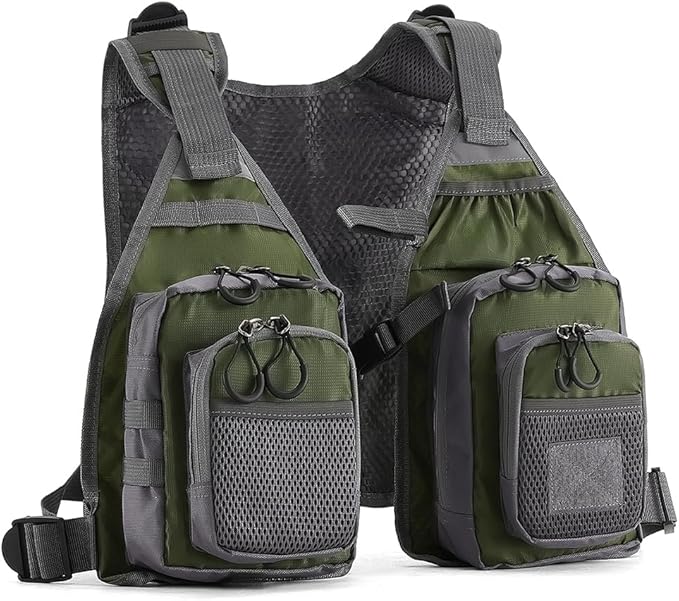FLYDWV Breathable Fishing Vest for Men Women, Multi-Pocket Adjustable Outdoor Fly Fishing Vest for Trout Fishing and Angling