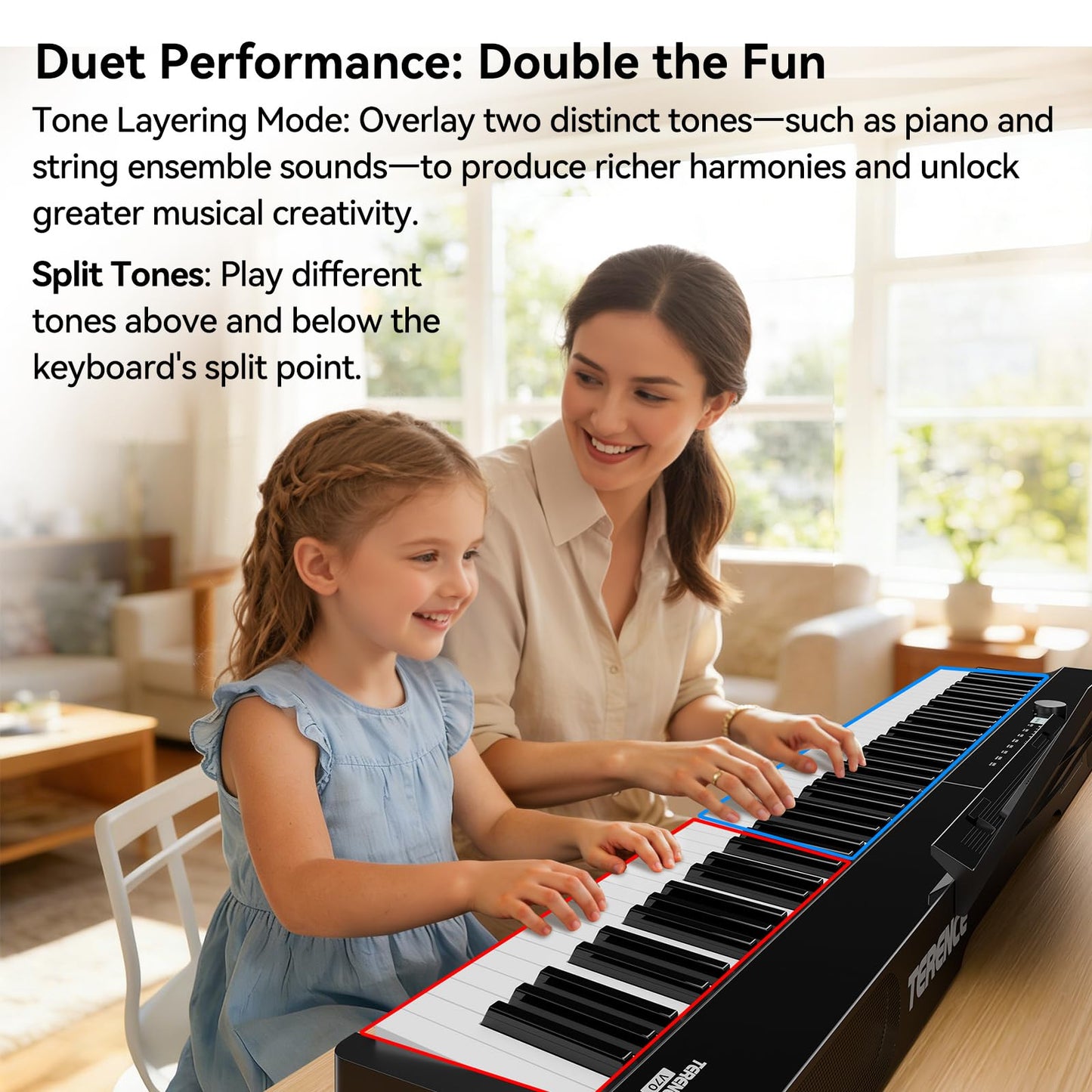 V70 Piano Keyboard 88 Keys Weight Keyboard: TERENCE Keyboard Piano Foldable 88-Key Weight Keyboard Full Size Digital Piano with Headphones 4 Speakers Bluetooth Built-in Battery (Black)