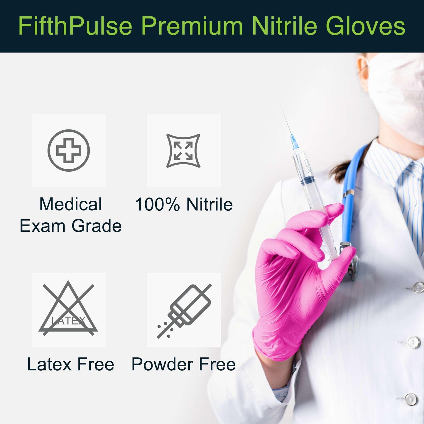 Fuchsia Hot Pink Nitrile Disposable Gloves - 50 Count - 3 Mil Nitrile Gloves Large - Powder and Latex Free Rubber Gloves - Surgical Medical Exam Gloves - Food Safe Cooking Gloves