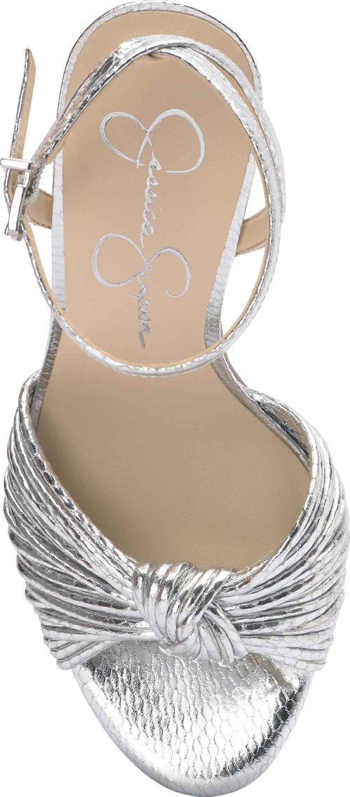 Jessica Simpson Womens Immie Platform Sandal with Ankle Strap, Silver, 8