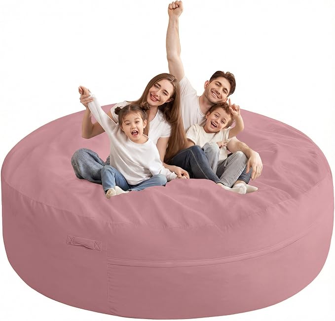 HABUTWAY XX-Large Bean Bag Chair: Giant 7' Memory Foam Furniture Bean Bag Chairs for Adults with Microfiber Cover 7Ft（Soft Pink）