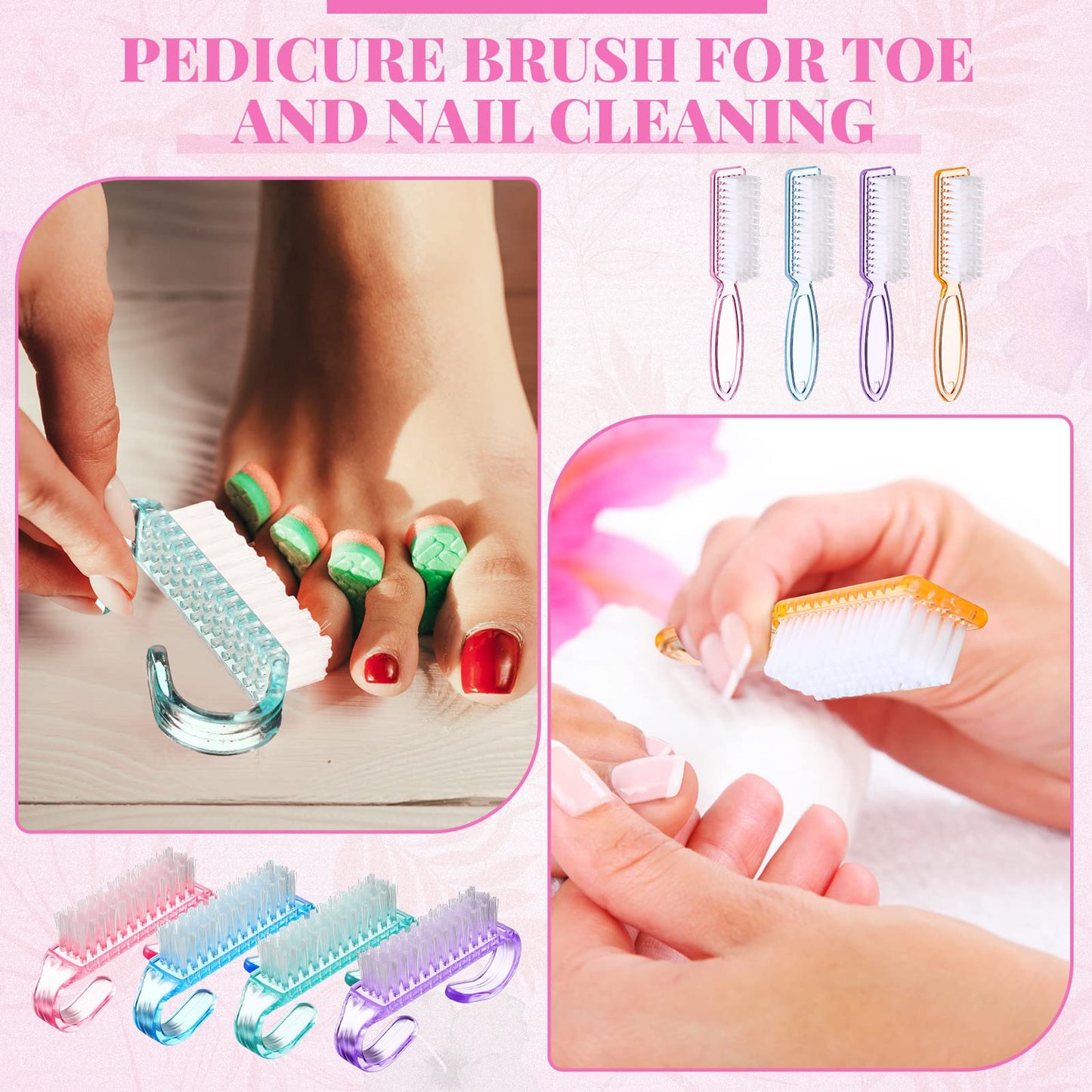 Patelai 12 Pcs Handle Grip Nail Brush Bulk Colorful Nail Scrubber Fingernail Brushes Hand Toes Cleaning Brushes Pedicure Scrubbi