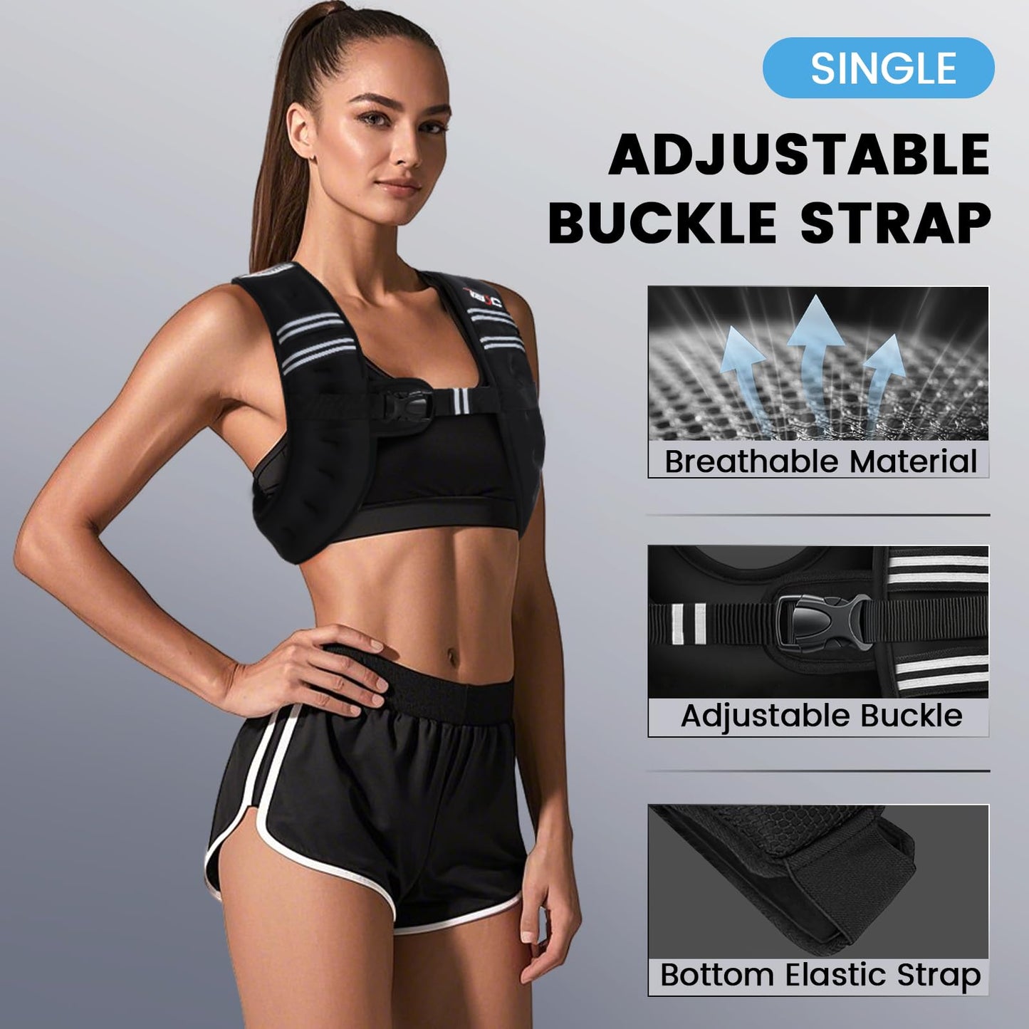 TB3C Weighted Vest Woman, 6 LB Womens Weight Vest for Walking, Strength Training Weight Vests for Men, Reflective Stripe Fitness Vest for Workout Running Jogging