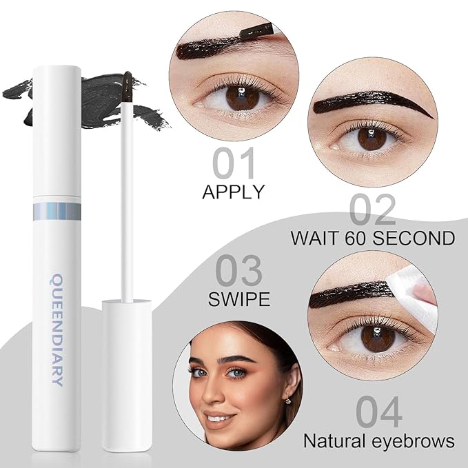 QueenDiary Eyebrow Stain Long Lasting Eyebrow Makeup Smudge-proof Eyebrow Gel Waterproof Transfer-proof Vegan Cruelty-free Eyebrow Gel (Auburn)