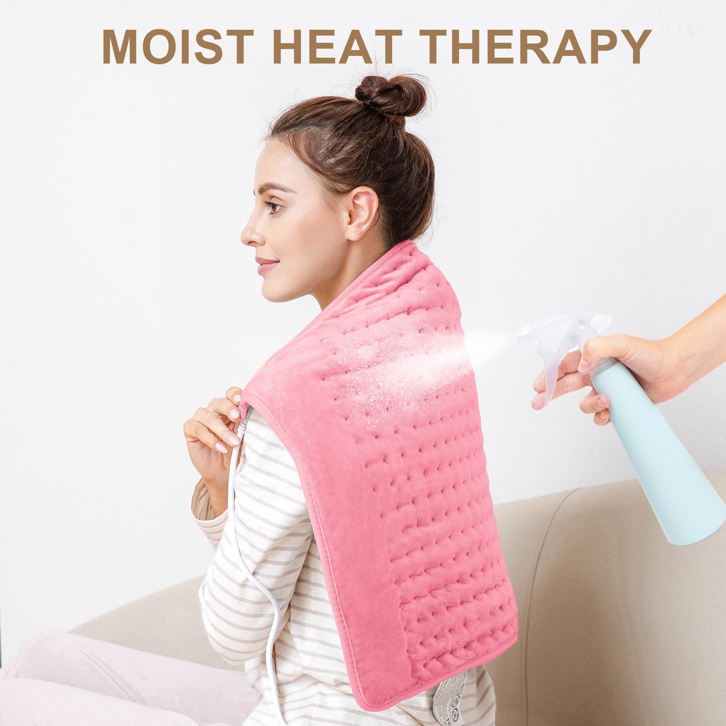 Deepsoon Heating Pad,Electric Heating Pads for Back,Neck,Abdomen,Moist Heating Pad for Shoulder,Knee,Arms,Legs,Dry/Moist Heat & Auto Shut Off,Christmas Gifts for Men and Women,BabyPink,24x20 Inch