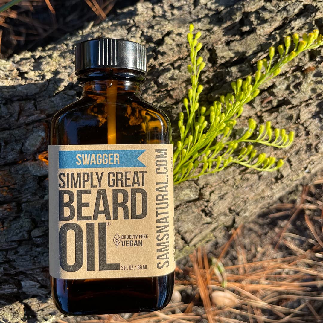Simply Great Beard Oil - Swagger Scented Beard Oil - Beard Conditioner 3 Oz Easy Applicator - Natural - Vegan and Cruelty Free C