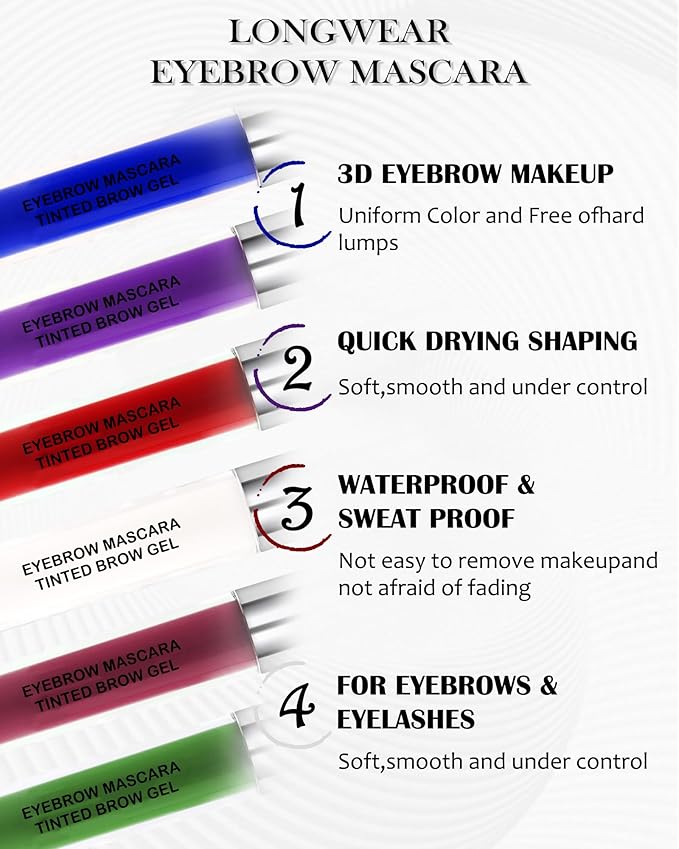 Tinted Eyebrow Gel Mascara- 1Pcs Long Lasting Waterproof Burgundy Tinting Eye Brow Glue Colored Mascara, Dark Red Brow Filler Curling rimel de pestañas, Halloween Eye Makeup Gift for Women Girl-#11