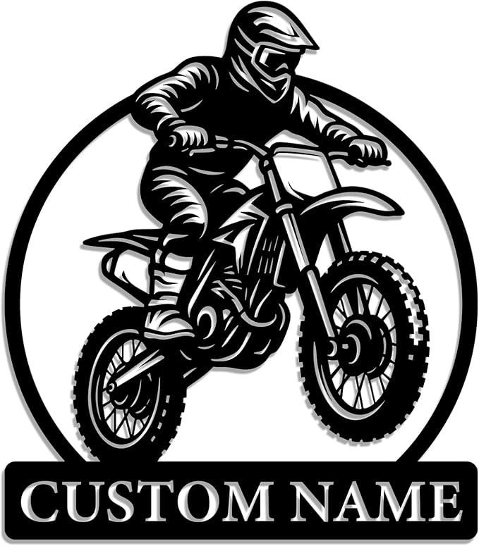 Personalized Dirt Bike Metal Sign – Custom Name Motocross Wall Art – Iron Decoration for Garage, Man Cave, or Outdoor Extr...