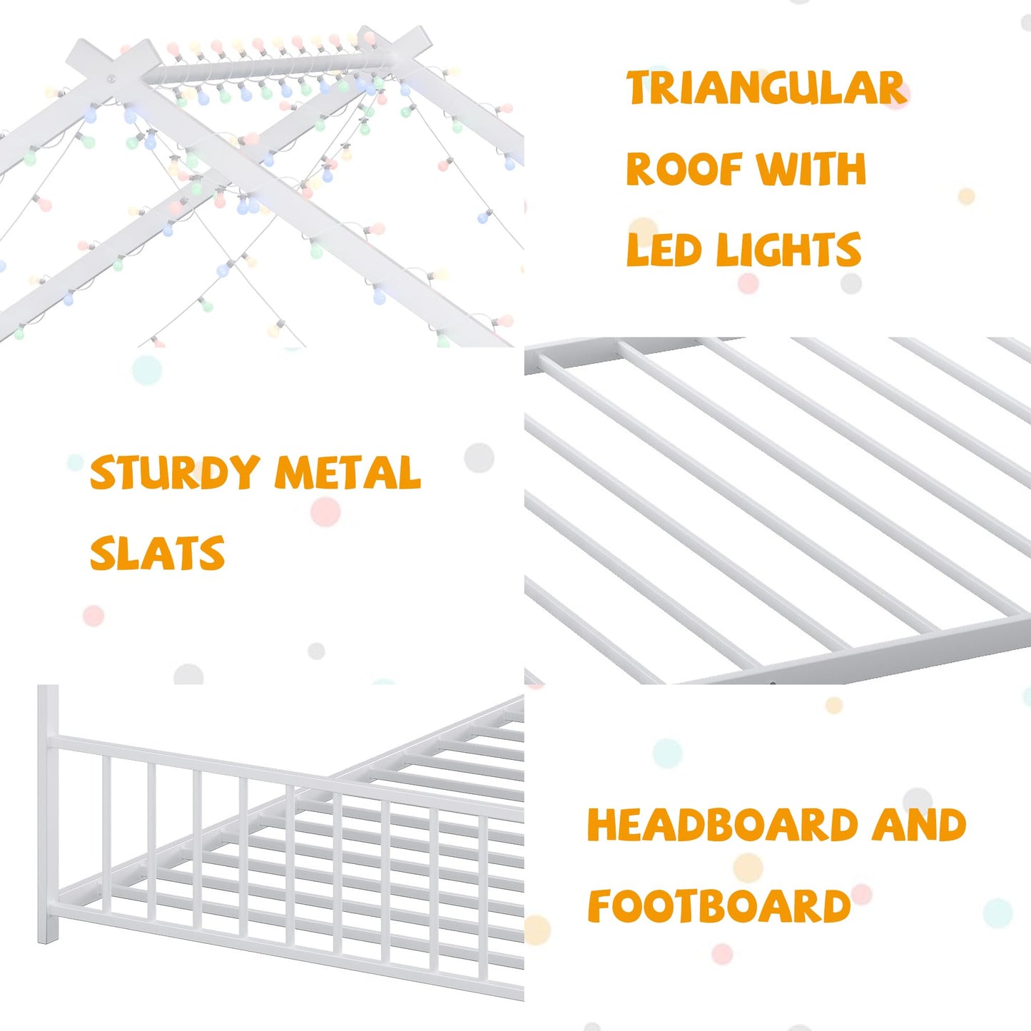 Bellemave Twin Size Montessori Floor Beds with Light, Twin Size House Floor Bed with Headboard and Footboard, Easy Assemble Montessori Bed Frame, White