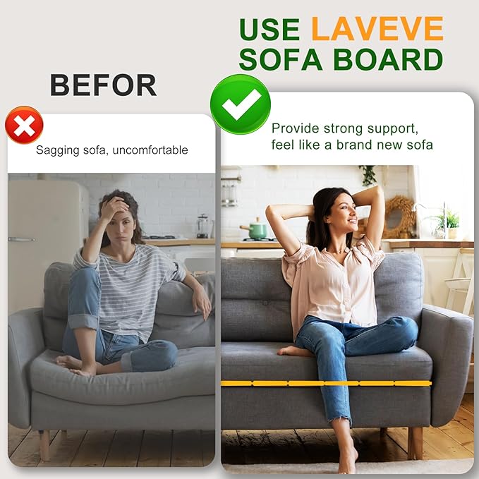 LAVEVE Heavy Duty Couch Cushion Support Board for Sagging Sofa, 30''x81'' Extra Thick Solid Wood Under Couch Insert with Anti-Slip Dots, Perfectly Fix and Protect Oversized Sofa, Extend Couch Life