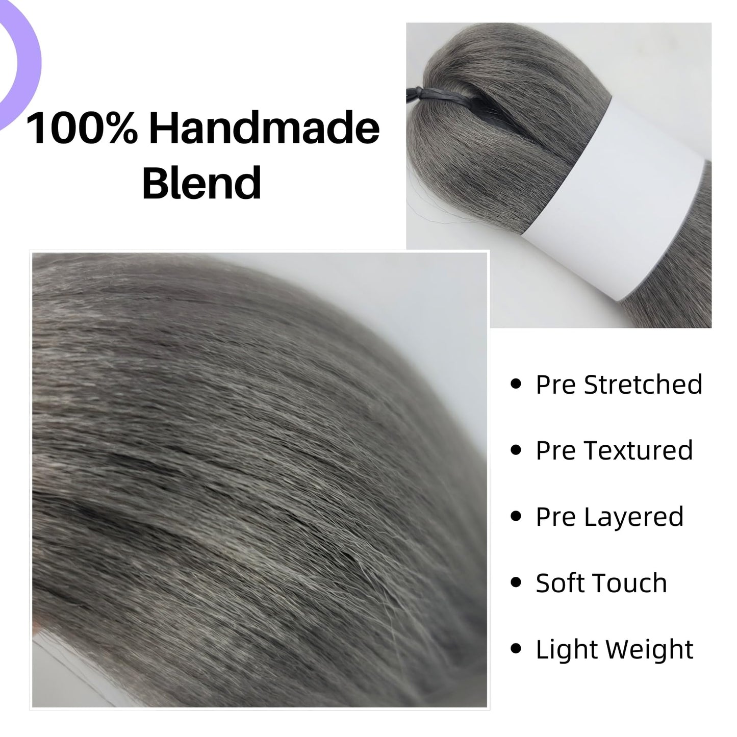Grey Braiding Hair Pre Stretched Knotless Braiding Hair 26Inch Synthetic Box Braids Hair for Braiding