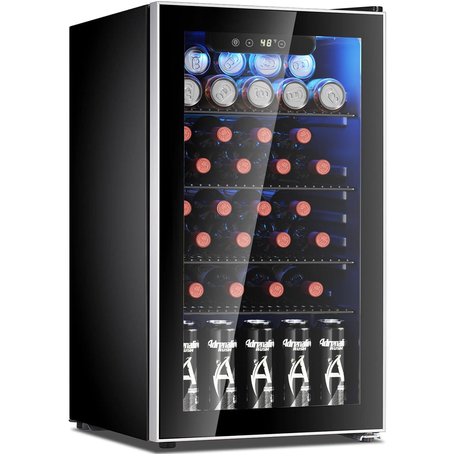 Antarctic Star 26 Bottle 3.2cu.ft Wine Cooler/Beverage Refrigerator Compact Wine Cellar with Glass Door Adjustable Temperature Control for Bar/Home/Office Freestanding Indoor Use,Black