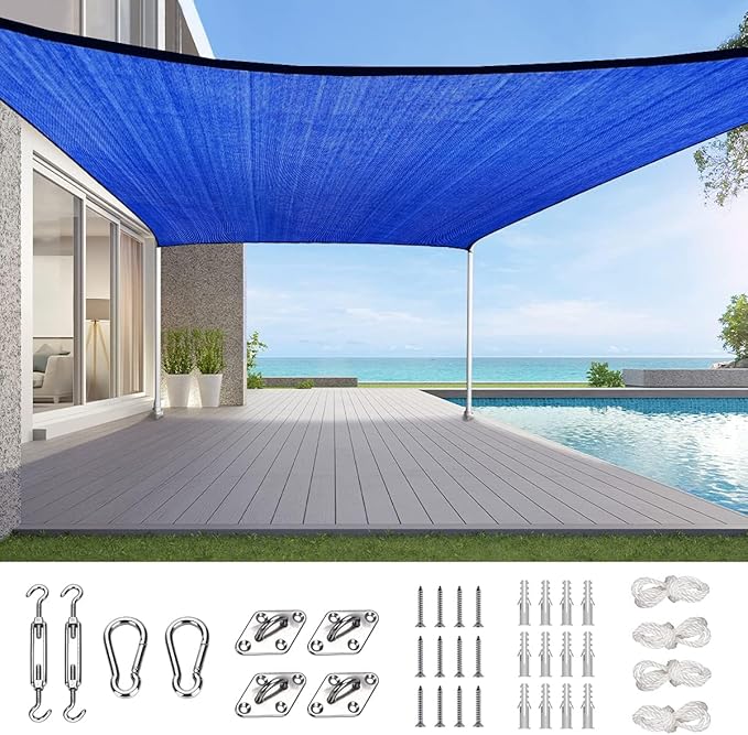 Quictent 20x26ft Sun Shade Sail for Patio, 185GSM Heavy Duty Rectangular Outdoor Sunshades UV Block Outside Canopy Cover f...