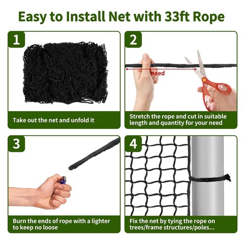Baseball Softball Backstop Nets - Heavy Duty Sports Nets, Sports Netting Barrier with 33FT Rope, Sport Nets for ‎Baseball Basketball Soccer Lacrosse Hockey