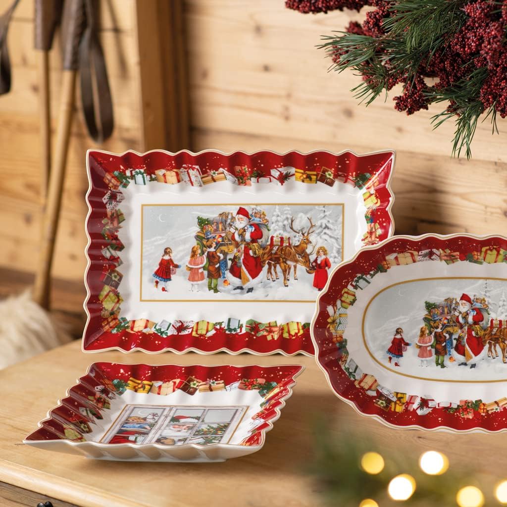 Villeroy & Boch Toy's Fantasy Cake Plate, Santa & Children, 13.75 x 9 in