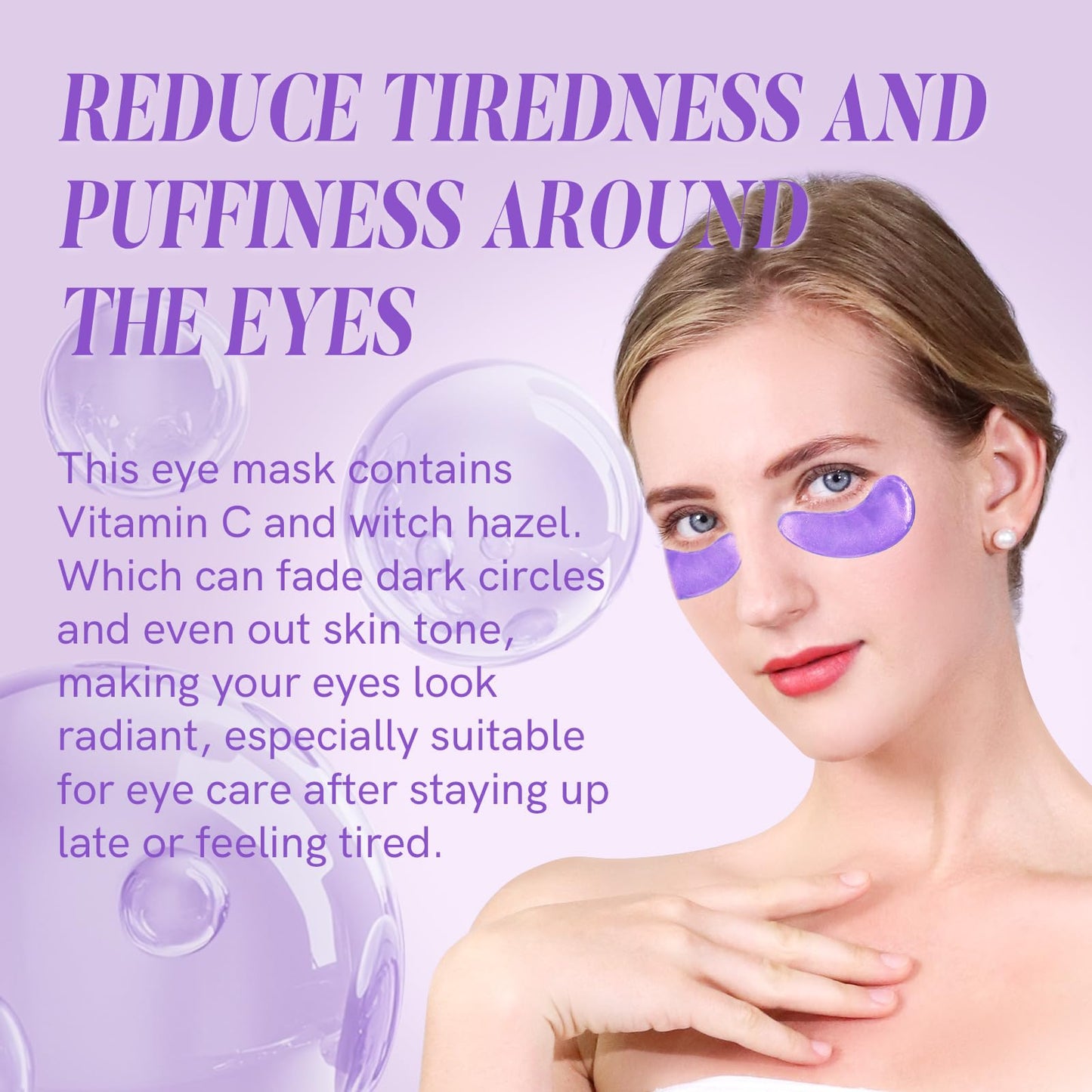 PEAUAMIE Under Eye Patches with Vitamin C and Witch Hazel Eye Mask for Dark Circles and Puffiness,Face Mask Skin Care Products 3
