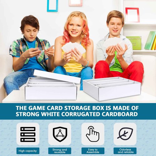 Seajan 16 Pcs 3200 Count Trading Card Storage Box Sports Card Storage Boxes Bulk for Basketball Gaming Cardboard Collecting(White)