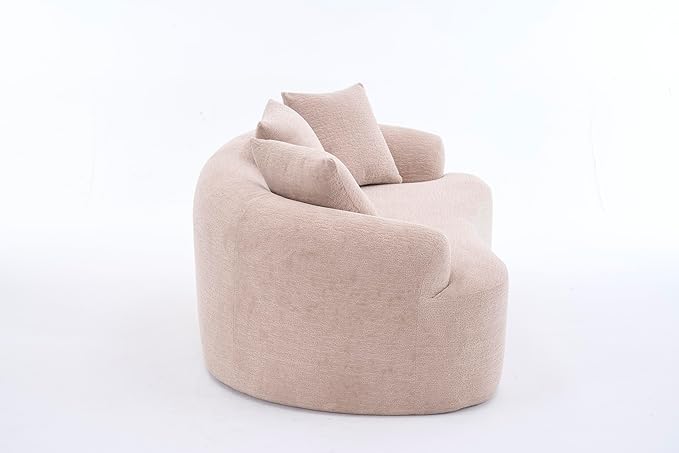 65'' Modern Curved Cloud Loveseat Sectional Sofa for Small Spaces, Luxury Plush Chenille Deep Seat Couch with 3 Pillows, No Assembly Needed Apartment Living Room Furniture, Apricot Cream