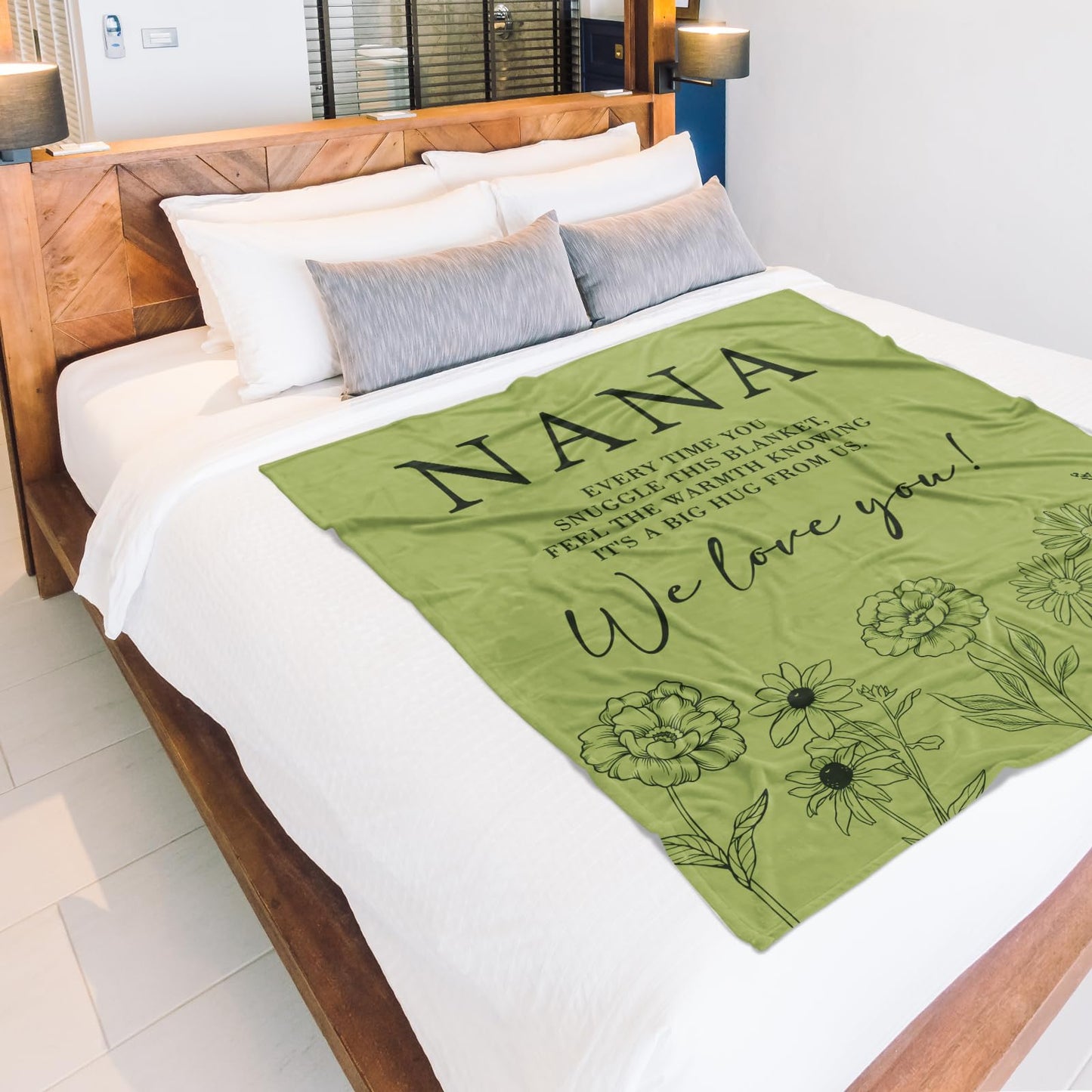 Nana Gifts, Gifts for Nana Blanket, Nana Birthday Gift from Grandkids, to My Nana Grandma Throw Blanket 50" x 60", Grass Green