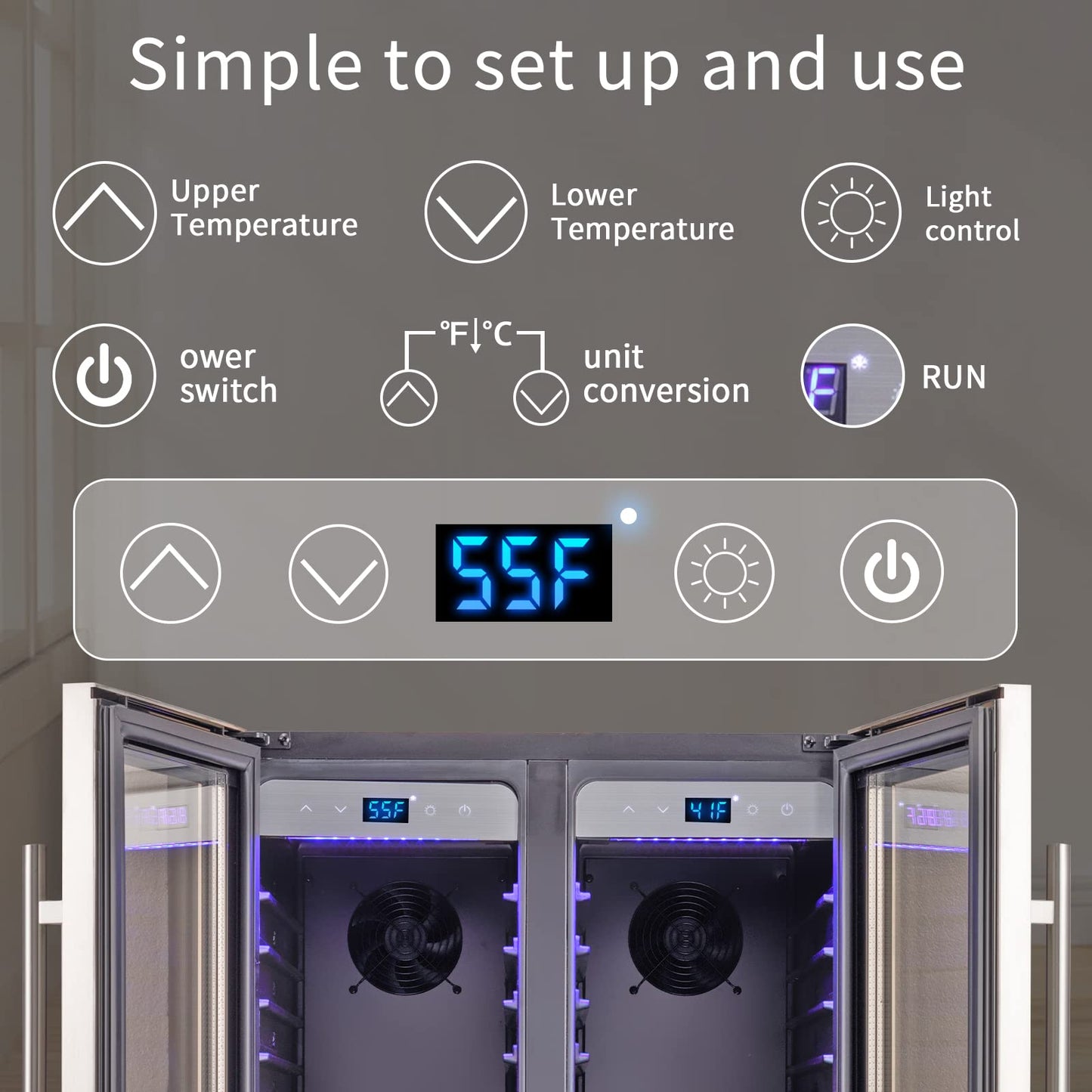 Cobalance 24 Inch Dual Zone Wine and Beer Refrigerator-72 Cans and 20 Bottles Cooler, & Single Bottle Wine Chiller,Built-in or Freestanding Fridge for Beer, Soda, Drinks, Home, Bar