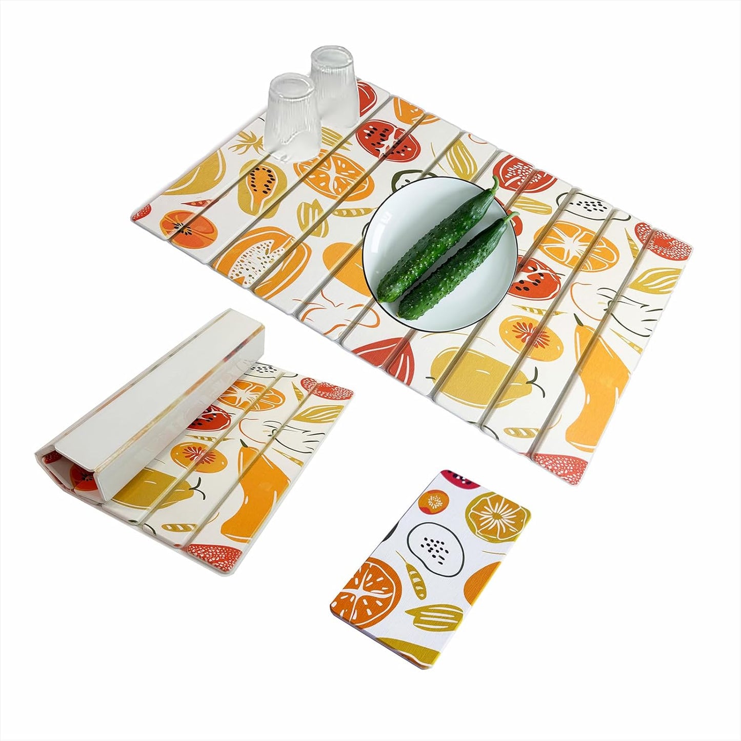 Large Stone Drying Mat for Kitchen Counter,24x16 Inch Fast Drying & Super AbsorbentDiatomaceous Earth Sink Mat, Collapsible DishDrying Stone for Dishes, Bottles, Cups, Matches Any Countertop