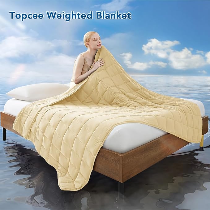Topcee Weighted Blanket for Adults (20 lbs, 60" x 80") Queen Size Soft Cooling Heavy Blanket Sleeping, Apply to 190-210 lbs Body, Thick Breathable Blanket with Glass Bead, Easy Care