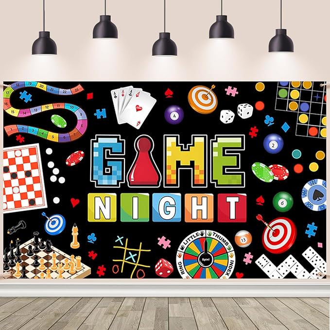 AIBIIN Game Night Backdrop Board Game Game Night Decorations Banner Card Game On Backdrop Party Supplies Banner Photo Boot...