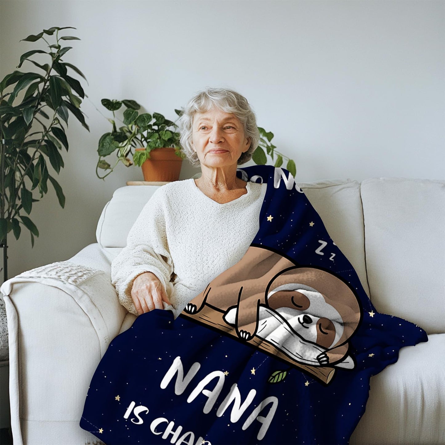 Nana Birthday Gifts, Grandma Gifts for Mothers Day Christmas from Grandkids, Nana is Charging Sloth Blanket 50"X60"