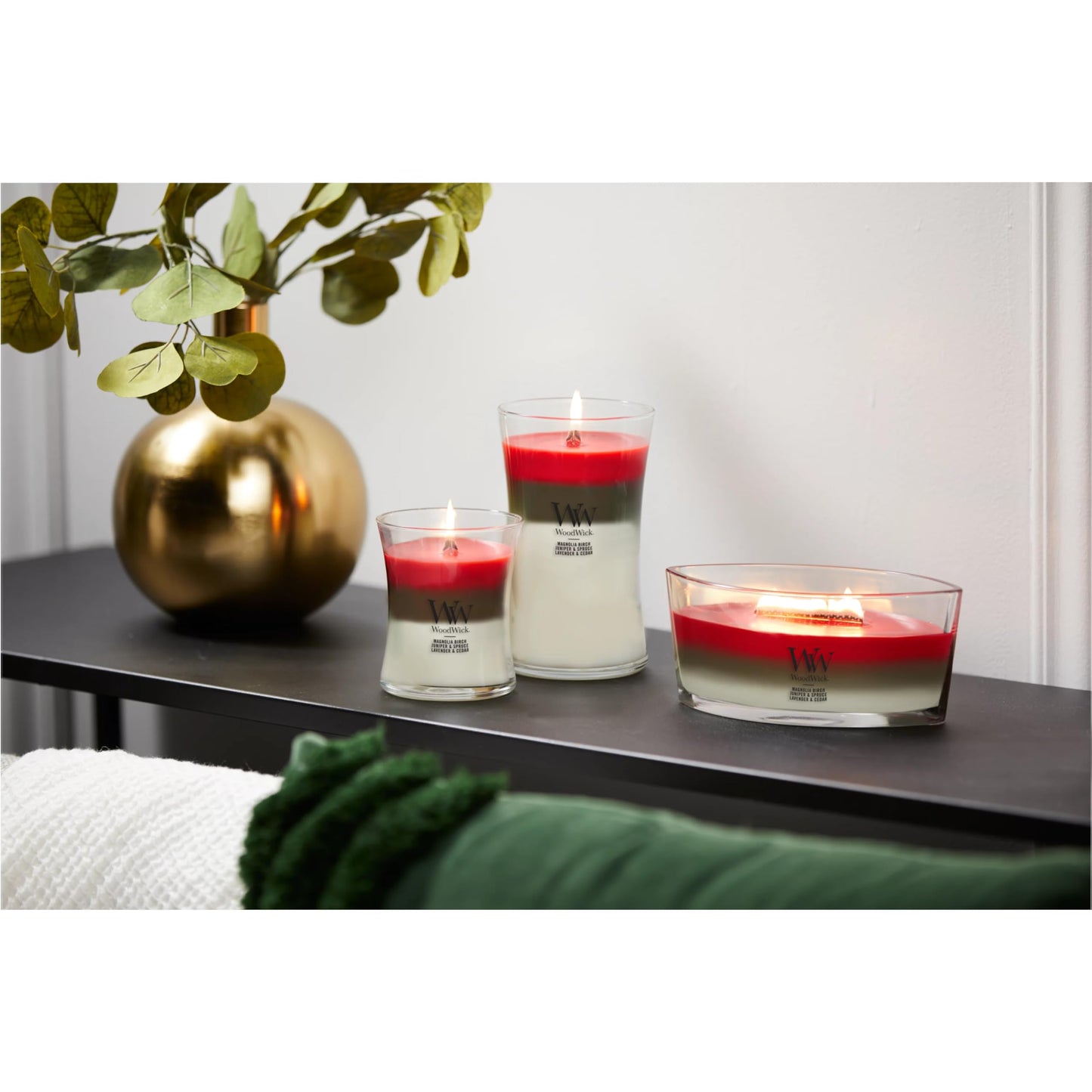 WoodWick Large Hourglass Candle Winter Garland - Premium Soy Blend Wax Pluswick Innovation Wood Wick Made in USA | Holiday Gifts for All