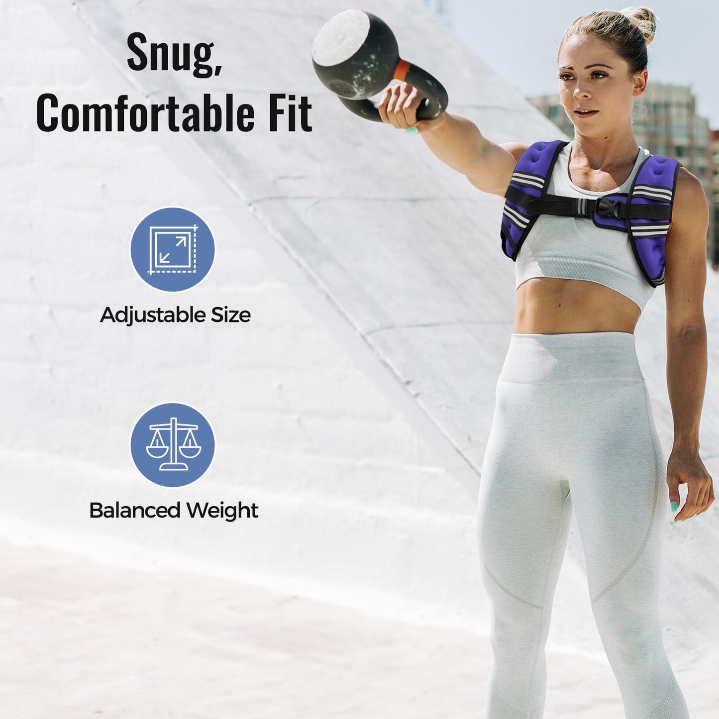 Zeerun Weighted Vest for Women & Men with Reflective Stripe and Adjustable Buckle, Comfortable & Durable Rucking Vest for Walking, Running & Strength Training, 6LBS-Purple