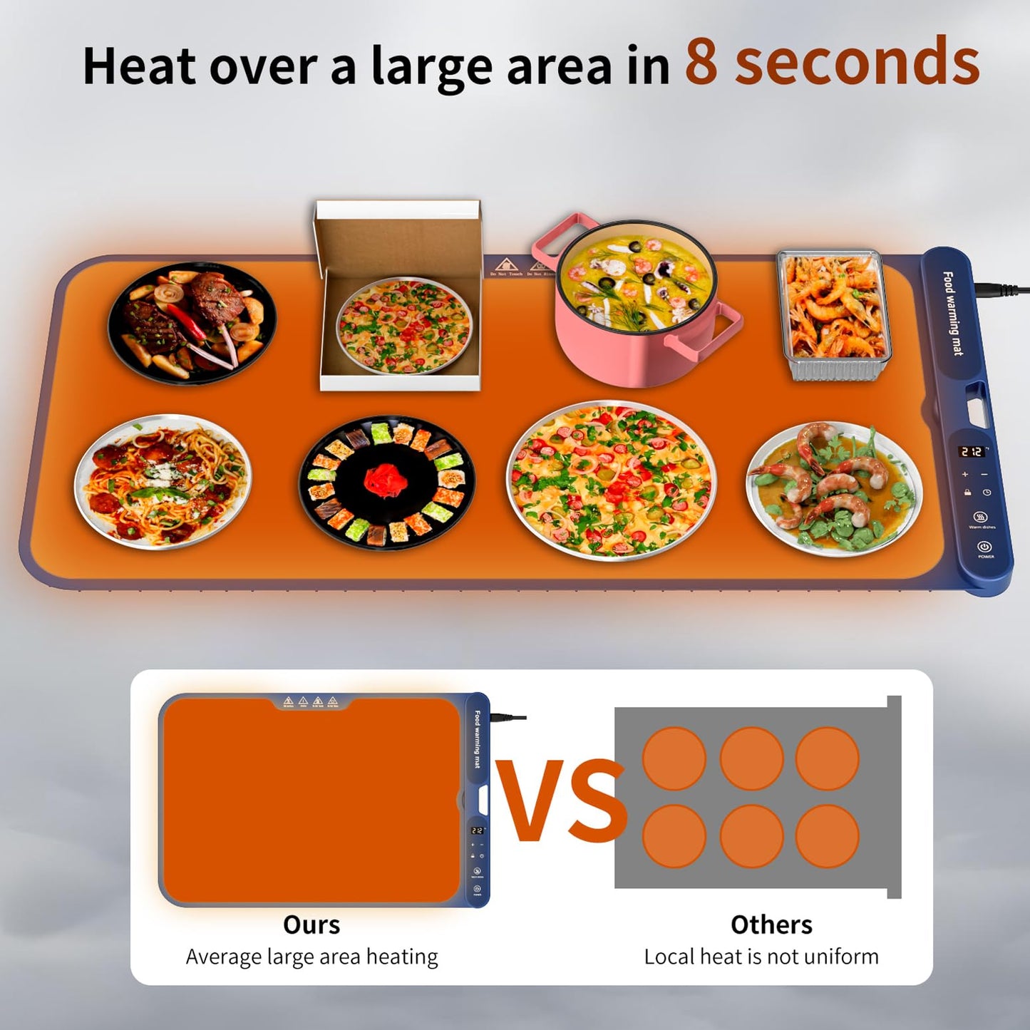 Warming Mat for Food - Electric Warming Tray, XL(32"x15") Food Warmer Mat with Fast Full Surface Heating, Silicone Heating Mat for Party Buffet, Great Gift for Women, Hosts, New Homeowners (Blue)