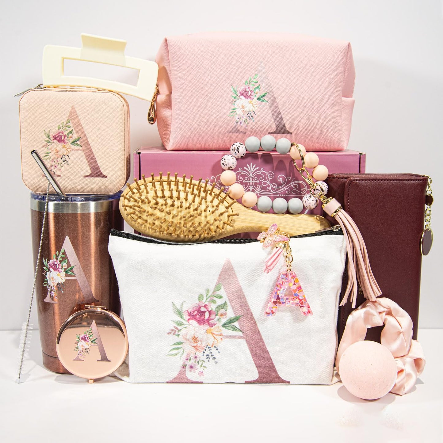 Birthday Gifts Set for Women Mom Bridesmaids Wife Unique Mother's Day Bath Gift Set Box Initial Letter Relaxing Wedding Spa Gifts Idea for Women Her Friend Grandma Sister Christmas gifts (T)