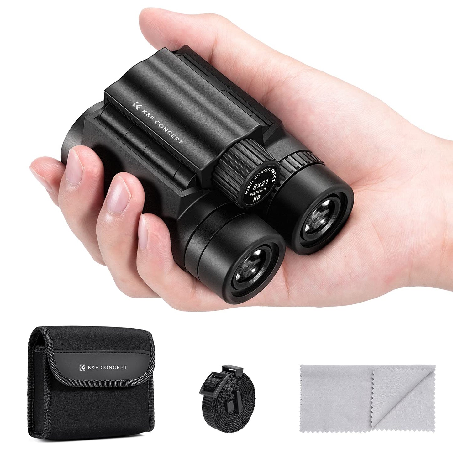 K&F Concept 8X21 Compact Binoculars For Kids And Adults, With Bak4 Prism, Fmc Lens, Ip65 Waterproof & Neck Strap For Bird Watchi