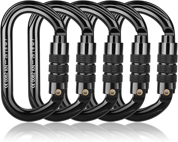 FVW CE Certified Auto Locking Climbing Carabiners, Professional 25KN (5620 lbs) Heavy Duty Caribeaners for Rappelling Swin...