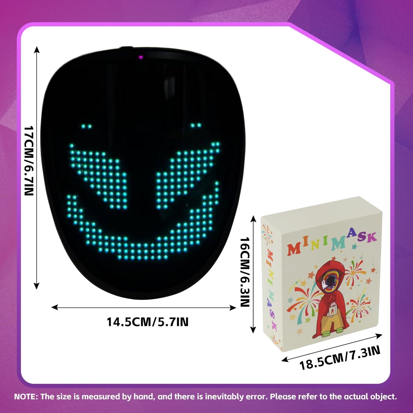 YXYaoZhengYiGeYi LED Mask for Kids, Light Up LED Face Cool Mask with Gesture Sensing Transforming for Halloween Costume Cosplay Party Masquerade