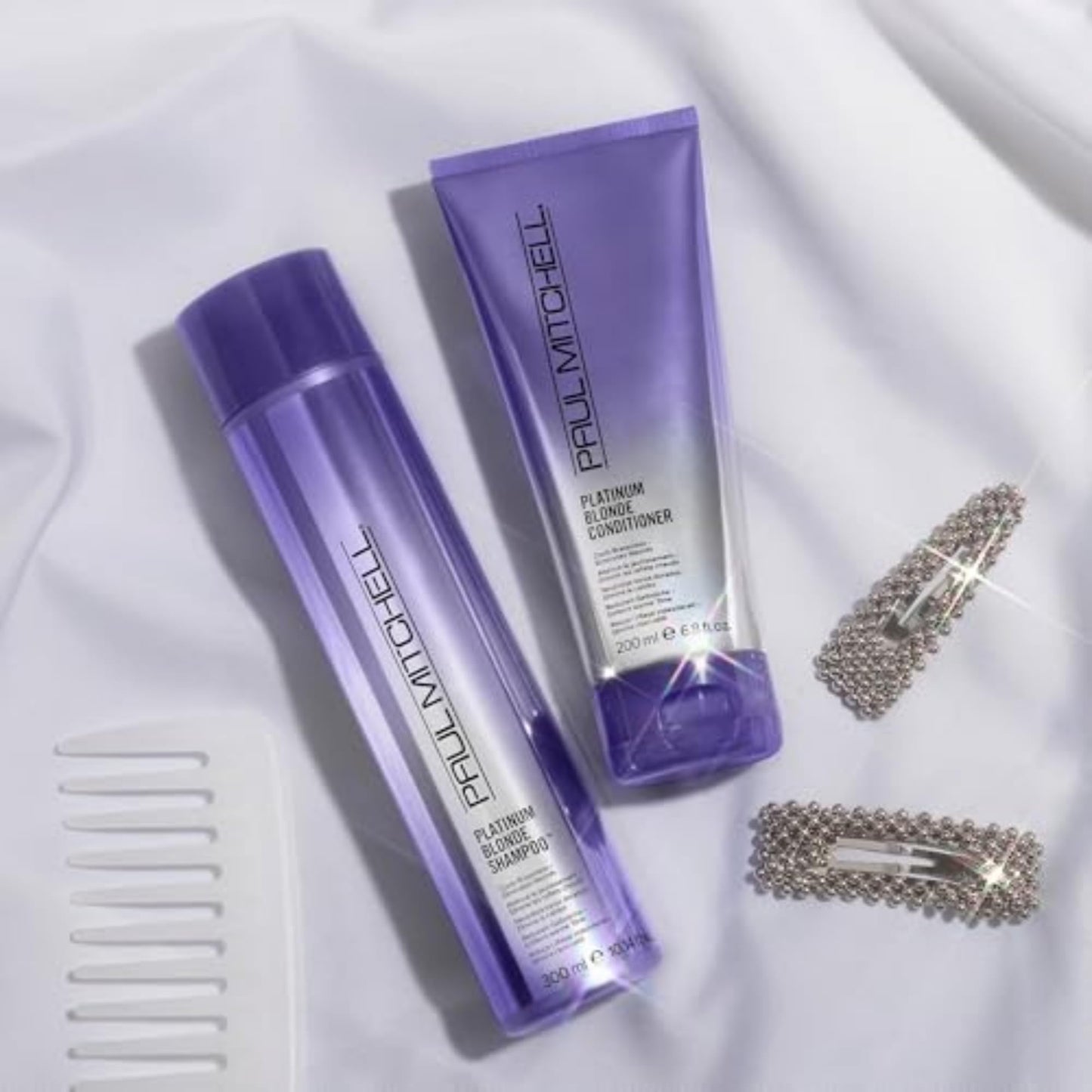 Paul Mitchell Platinum Blonde Violet Shampoo, Banishes Brass + Brightens, Ideal for Light to Medium Blonde, Silver, Gray or Whit